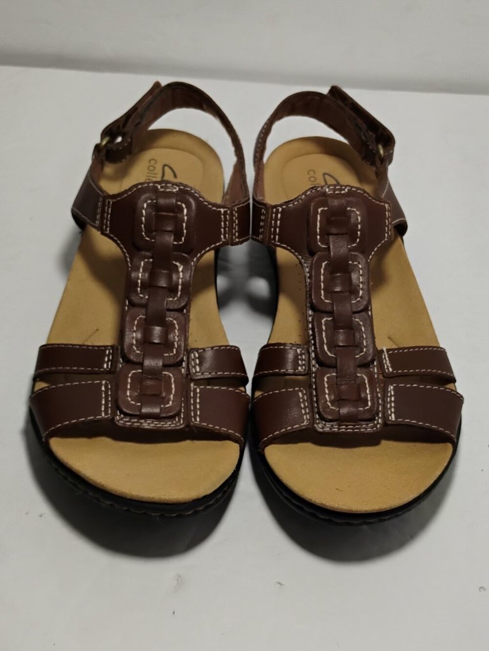 Clarks Womens 7M Sandals Brown Fx Leather EC